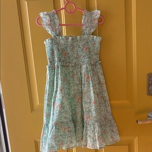 Janie and Jack Floral girls Dress - seafoam Green and Pink 8